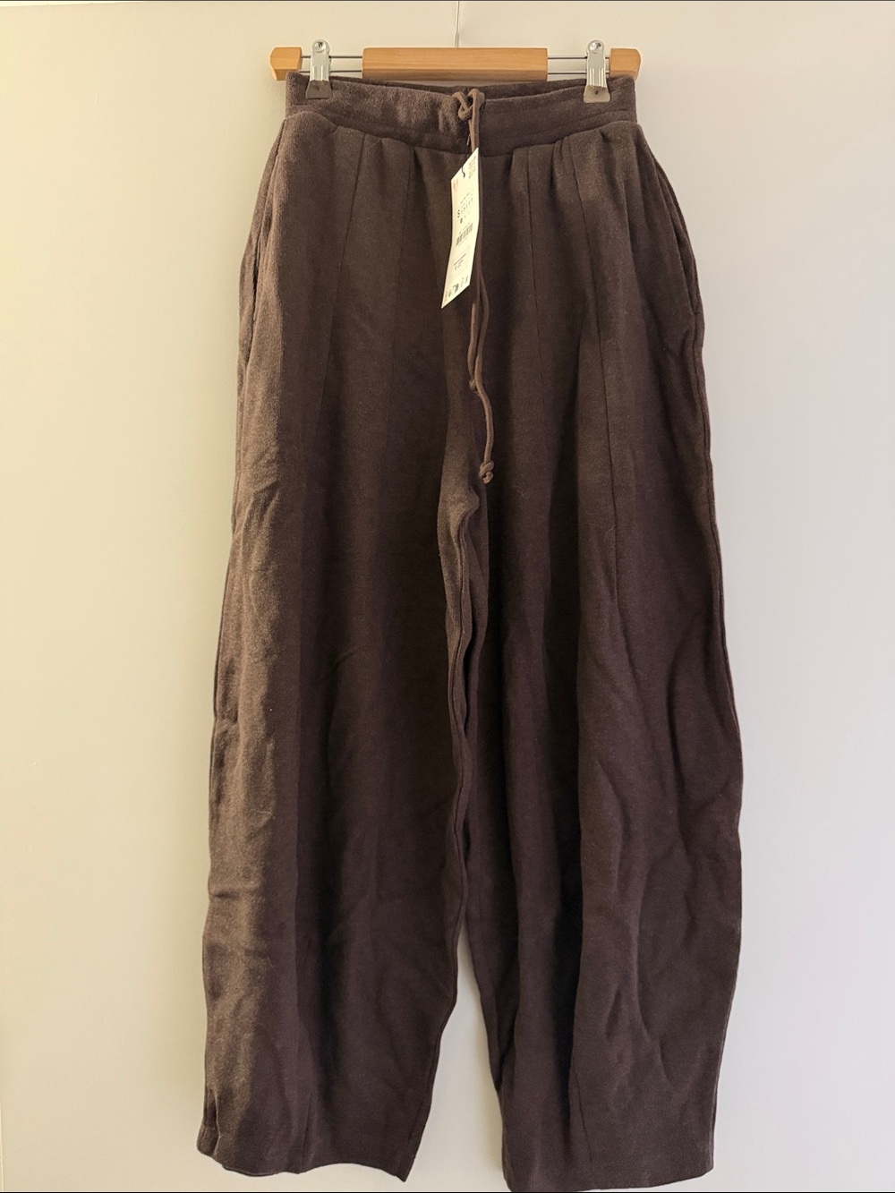 Zara Brown Wide-Leg Track Pants